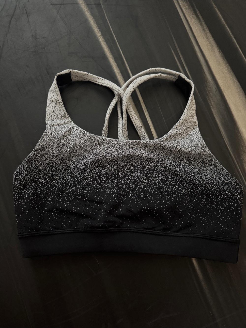 lululemon athletica Black to Gray Ombre Speckled Strappy Sports Bra